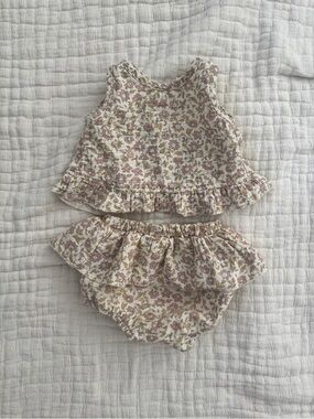 Quincy Mae Ruffled Tulip Top + Bloomer Set Dahlia 3-6 month